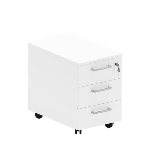 Cassettiera da ufficio con Rotelle OFFICE TINY, L 34 x P 56 x H 51 cm (Bianco)